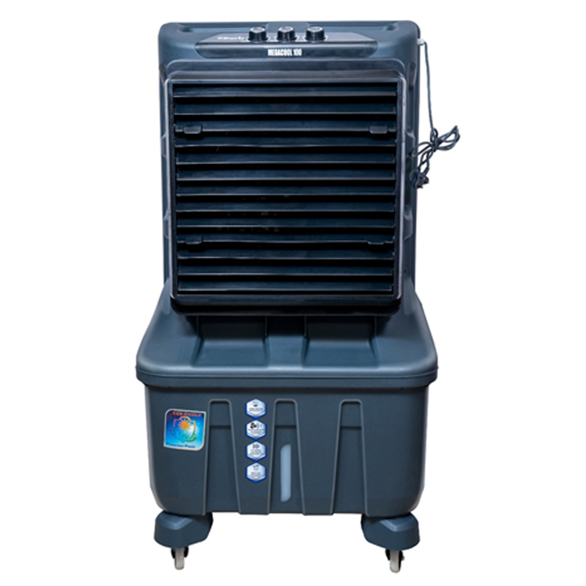 Burly 100 Liter Commercial Air Cooler (MEGACOOL 4WS-100L) model MEGACOOL 4WS-100L front view - GharOne Nepal